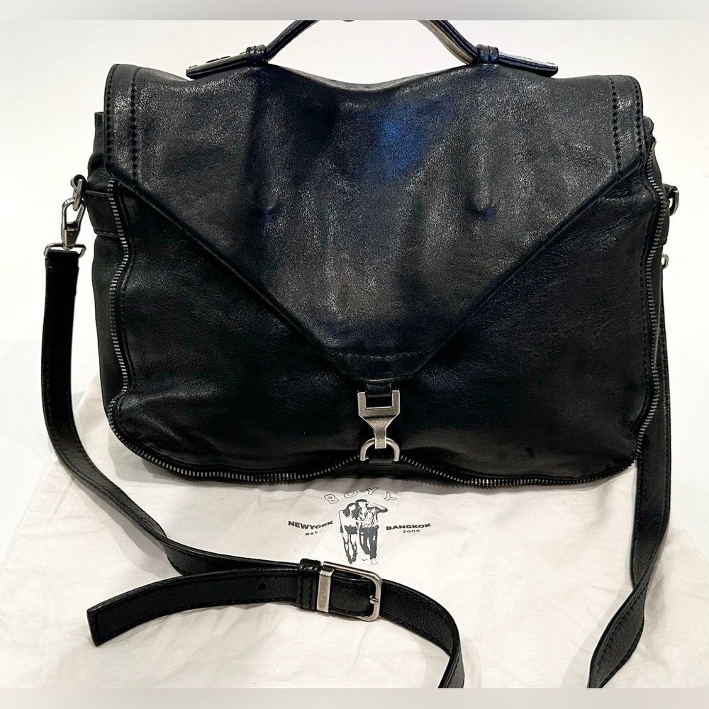 Boyy Black Leather Envelope Crossbody Shoulder Bag